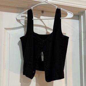 Old Navy Black Button-Front Ribbed Tank Camisole